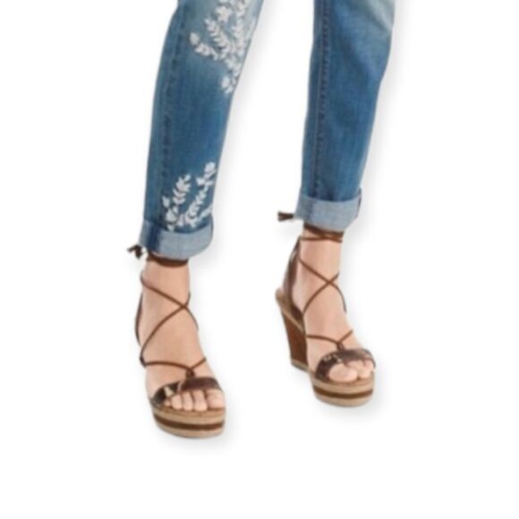 WHBM Ginger Boho Wedge Ankle Wrap Wedge Platform Sandals Size 9 New - Picture 5 of 11